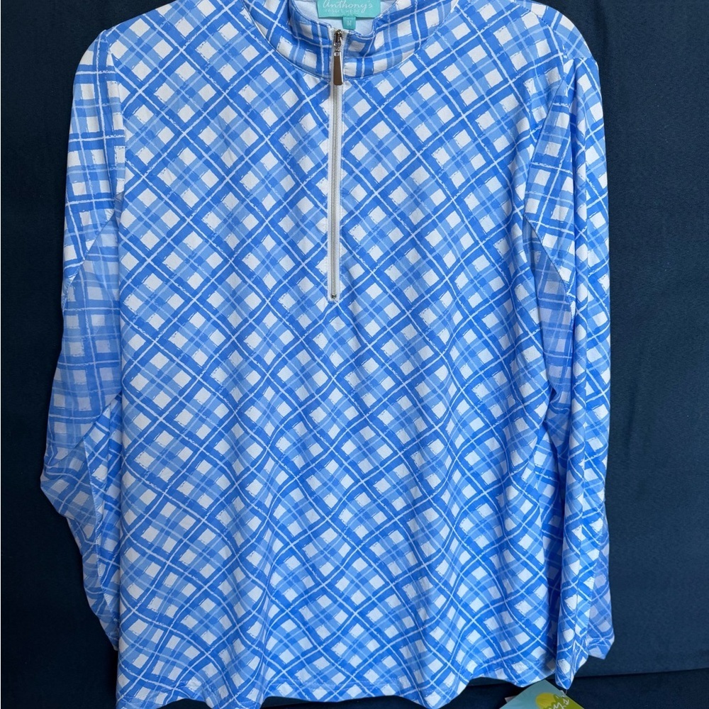 ANTHONY'S RESORT WEAR
Periwinkle Plaid Cooling UPF50+ Quarter Zip Top medium - Picture 4 of 8